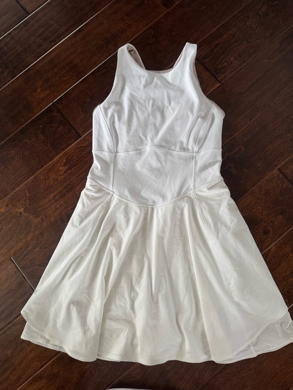 lululemon athletica white tennis dress with attached shorts with pockets
